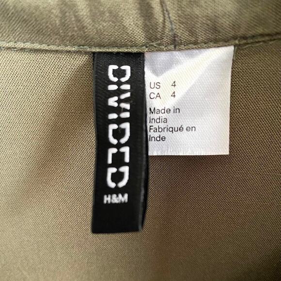 H&M Divided Button Down Khaki Green Blouse Size 4 - Picture 3 of 3